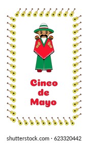 Traditional Mexican symbols. The picture for the holiday Cinco de Mayo. Vector.