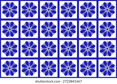 Traditional Mexican Talavera Seamless Pattern With Flower Motif. Ceramic Tile From Puebla. Vector Illustration.
