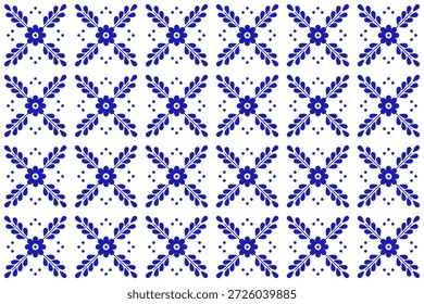 Tradicional mexicano Talavera Padrão Sem Costura Com Motivo De Flor. Telha Cerâmica De Puebla. Ilustração de vetor.
