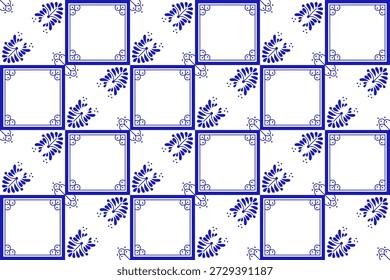 Traditional Mexican Talavera Seamless Pattern With Flower Motif. Ceramic Tile From Puebla. Vector Illustration.