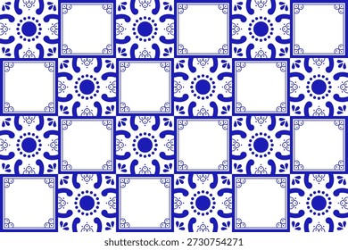 Traditional Mexican Talavera Seamless Pattern With Flower Motif. Ceramic Tile From Puebla. Vector Illustration.