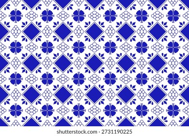 Traditional Mexican Talavera Seamless Pattern With Flower Motif. Ceramic Tile From Puebla. Vector Illustration.