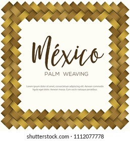 Traditional Mexican Vectorized Palm Weaving Composition – Copy Space