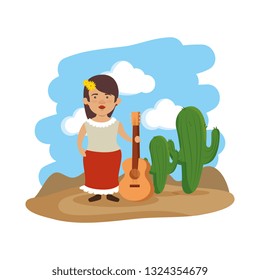 traditional mexican woman with guitar