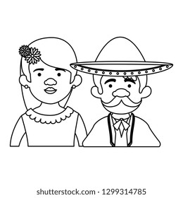 traditional mexican woman with mariachi characters
