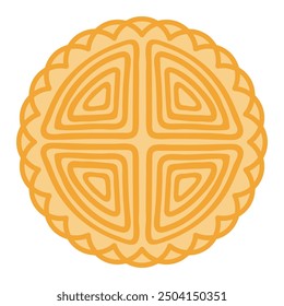 Traditional Mid Autumn Festival food mooncake illustration. Isolated vector element. Line art style design. Festive holiday clip art, card, banner, poster, decor. Chinese, Cantonese, Taiwanese cuisine