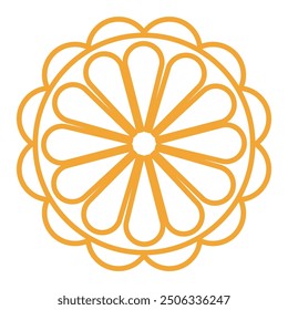 Traditional Mid Autumn Festival food mooncake illustration. Isolated vector element. Line art style design. Festive holiday clip art, card, banner, poster, decor. Chinese, Cantonese, Taiwanese cuisine