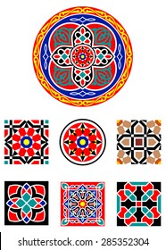 Traditional Middle Eastern Colorful Vector Islamic Art Ornaments