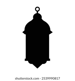 Traditional Middle Eastern Lantern Fanouts Silhouette on White Background
