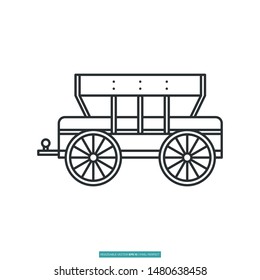 Traditional mining wagon icon vector illustration logo template for many purpose