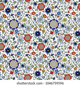 Traditional, modern Polish - Kashubian floral folk pattern vector