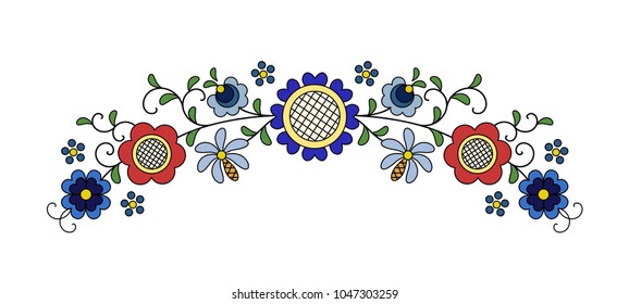 Traditional, modern Polish - Kashubian floral folk decoration vector