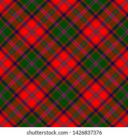 The Traditional Modern Tartan of the Scottish Clan Stewart of Appin. Seamless pattern for fabric, kilts, skirts, plaids. Diagonal cell