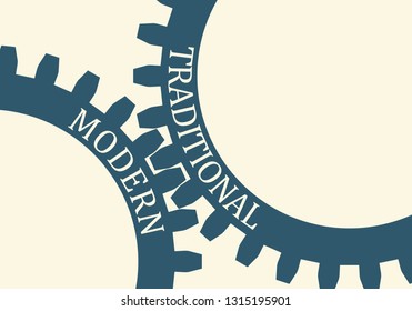 Traditional and Modern text on the Mechanism of Gears. Communication Concept in Industrial Design. Modern brochure design template.