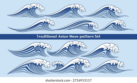 Padrão de onda moderna tradicional definir onda chinesa onda japonesa coreana ilustrações tradicionais asiáticas coreanas elemento decoração vetor design para fundo e papel de parede 4