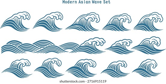Tradicional padrão de onda moderna definir onda chinesa japão onda coreana asiática tradicional ilustrações elemento decoração vetor design para fundo e papel de parede 3