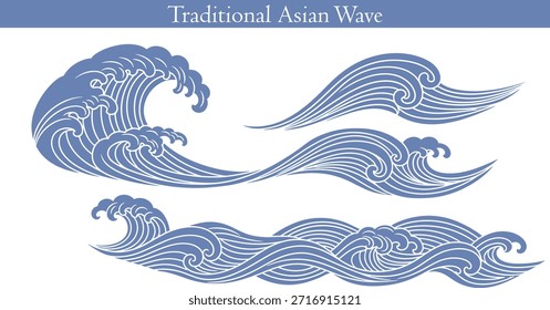 Traditional Modern wave pattern set chinese wave japanese wave korean asian traditional illustrations decorations element vector design for background and wallpaper 5