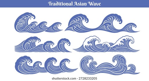 Conjunto de patrón de onda tradicional moderno onda china onda japonesa coreana asiática tradicional ilustraciones decoraciones elemento diseño de Vector para fondo y Fondo de pantalla 6