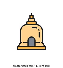 Traditional Monastery in Pattaya, Thailand flat color line icon.