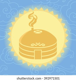 Traditional mongol yurt. Stylized vector illustration