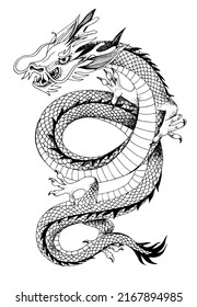 Traditional monochrome Chinese flying dragon