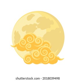 traditional moon clouds isolated icon