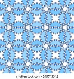 Traditional moorish tangled pattern. Seamless vector background. Plain colors - easy to recolor.