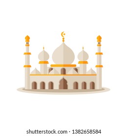 Traditional mosque in flat design style isolated on white background, vector illustration Eps 10.