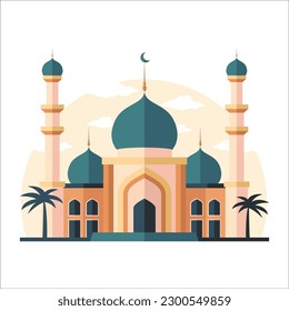 Traditionelle Moschee im Flachdesign einzeln auf weißem Hintergrund