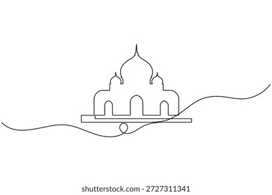 ícone tradicional da mesquita contínua uma linha arte desenho minimalista esboço ilustração