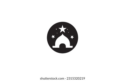 Traditional mosque logo flat icon