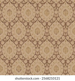 Traditional motif background textile design art, In regular patterns the motif, Abstract Pattern Seamless Pattern, Traditional Block pattern on brown background.