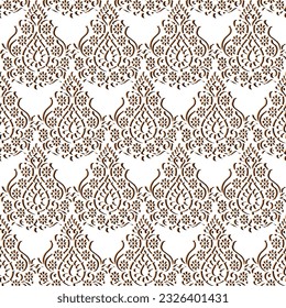 traditional motifs with brown tones shadow paisley seamless pattern for textile prints vintage style traditional brown paisley design with white background. Indian floral textile paisley pattern. 