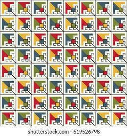Traditional motifs with colored spiders seamless pattern. Ethnic fabric seamless pattern.