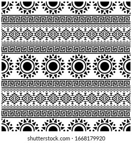 Traditional Motifs seamless pattern design vector. Illustration of Tribal aztec pattern template element