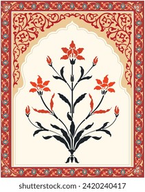 Traditional Mughal floral Motif vector design. Botanical floral ethnic motif.