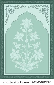 Traditional Mughal flower motif Design. Botanical for Flower embroidery motif.