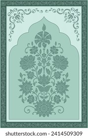 Traditional Mughal flower motif Design. Botanical for Flower embroidery motif.