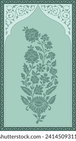 Traditional Mughal flower motif Design. Botanical for Flower embroidery motif.