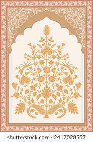 Traditional Mughal flower motif Design. Botanical for Flower embroidery motif.