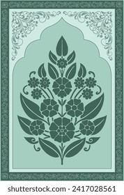 Traditional Mughal flower motif Design. Botanical for Flower embroidery motif.