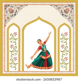 Traditional Mughal flower motif, Mughal floral motif ethnic decorative border pattern design, perfect for wallpaper, textile pattern, cloth print, fabric