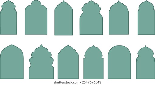 Arco de Vector tradicional mogol e islámico. Arcos islámicos tradicionales. Tipo arquitectónico de arcos Formas y formas.