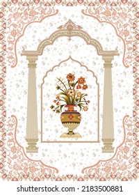 Traditional Mughal Motif Arch, Frame Vector Art For Wallpaper Background