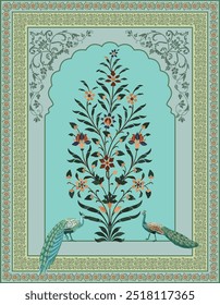 Traditional Mughal Wall Mural, Mughal Arch.