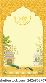 Traditional Mughal wedding invitation card design. Holud Invitation card design.