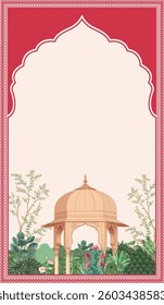 Traditional Mughal wedding invitation. Mughal wedding invitation card design.