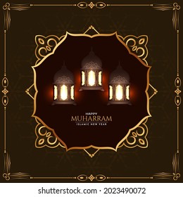 Traditional Muharram festival and Islamic new year arabic background vector