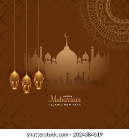 Traditional Muharram festival and Islamic new year arabic background vector