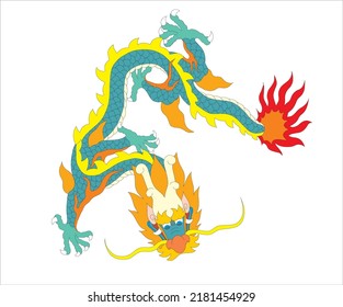 vector de dragón multicolor tradicional